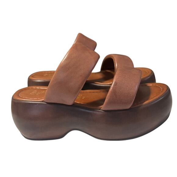 Seychelles Made in Italy Troublemaker Platform Sandals S(6) Brown 3" Rise - Picture 1 of 8